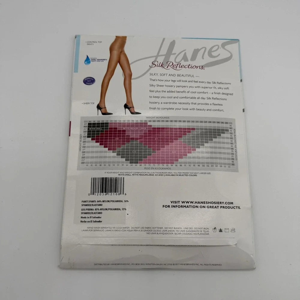 Hanes Silk Reflections Silky Sheer Control Top Pantyhose Barely Black AB 717